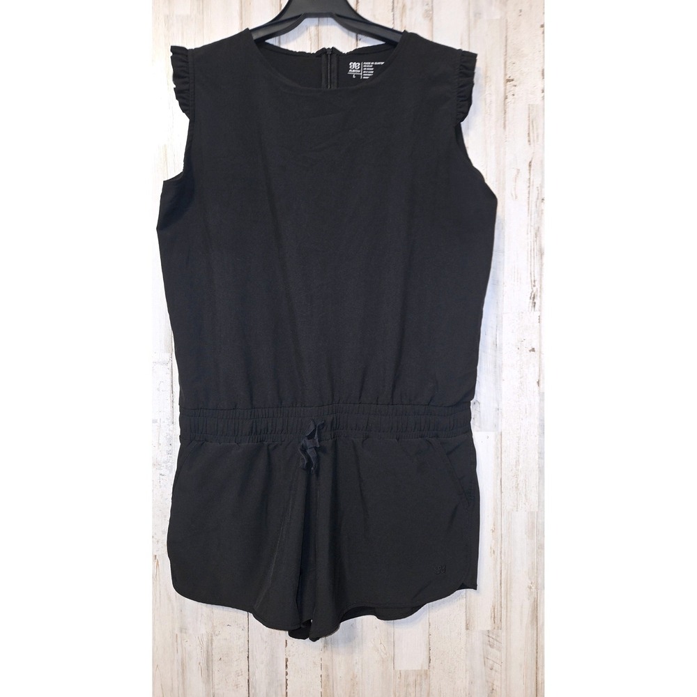 Albion Fit size L Romper Jumpsuit Sprinter shorts Ruffle Stretch Nylon